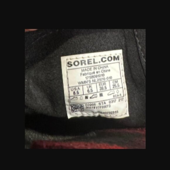 Sorel Lexie Waterproof Leather Woolen Plaid Wedge Boots Size us8.5 women's - Picture 8 of 8